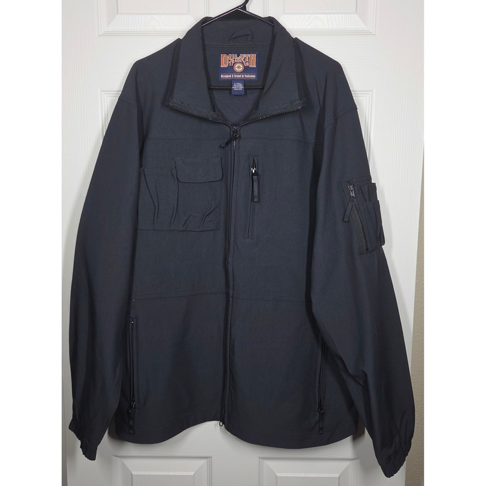 Duluth Trading Co Mens Grab Jacket Black Softshell Tactical Utility Large Tall